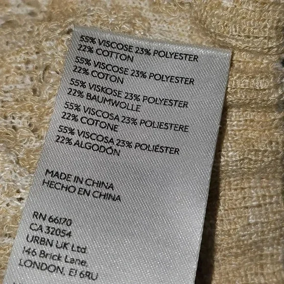 Anthropologie Womens Tan Natural Cropped Lace Cardigan Sweater M/L Medium Large - Picture 5 of 5